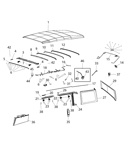 2018 Jeep Wrangler Soft Top Cylinder Diagram for 68398989AA