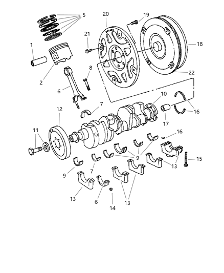 2001 Dodge Dakota Crankshaft , Piston And Torque Converter Diagram 4