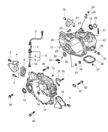 2004 Dodge Stratus Case, Transaxle & Related Parts Diagram 2