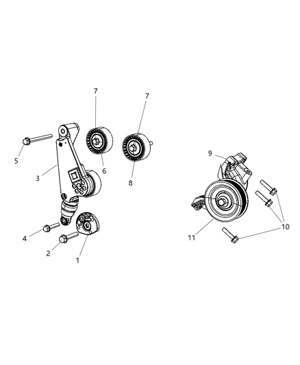 2012 Jeep Wrangler Pulley-Idler Diagram for 4627041AA