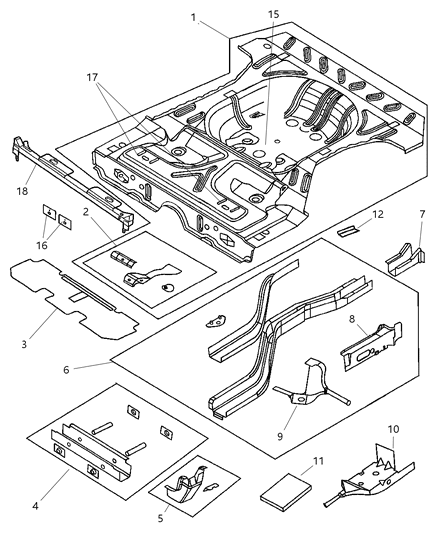 1997 Dodge Neon Floor Pan, Rear Diagram