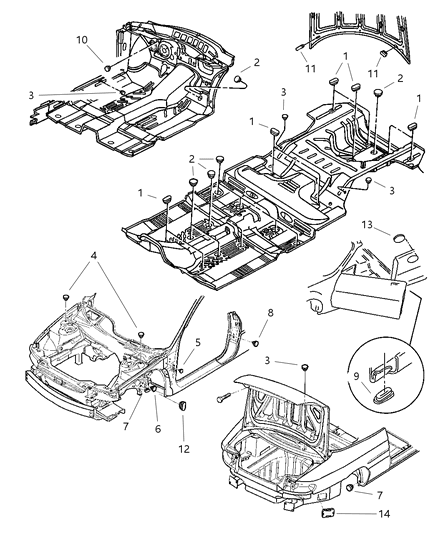 1998 Chrysler Sebring Plugs Floor Pan Diagram