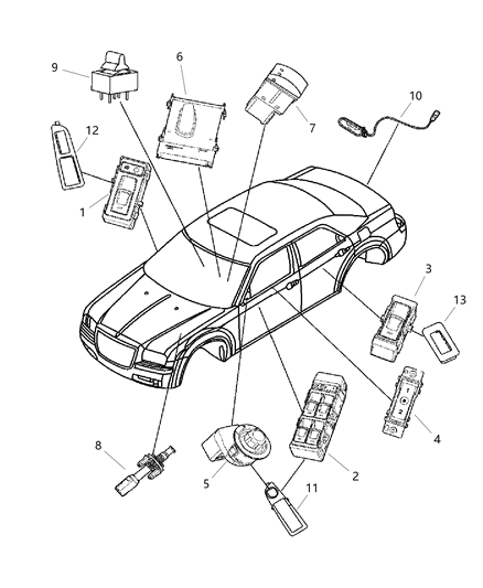 2006 Dodge Magnum Switch-LIFTGATE Release Diagram for 5102338AB