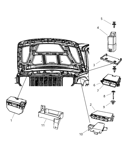 2008 Jeep Liberty Modules, Engine Compartment Diagram