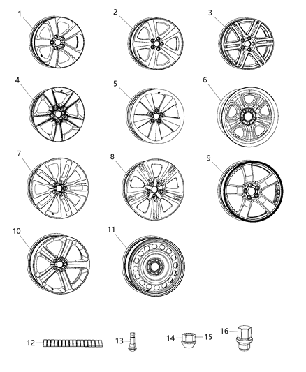 2014 Dodge Charger Wheels & Hardware Diagram