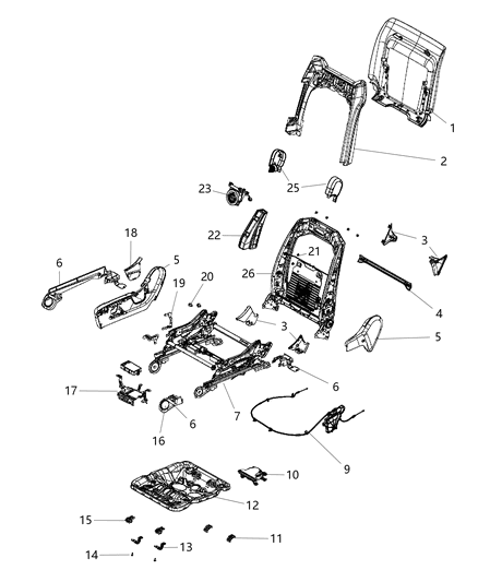 2014 Jeep Grand Cherokee Frame-Front Seat Back Diagram for 68105869AD