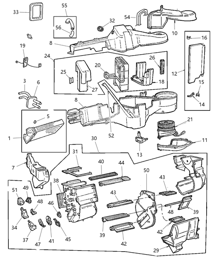 1997 Chrysler Town & Country Heater & A/C Unit Diagram 1