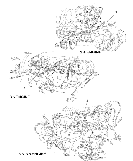 2001 Chrysler Town & Country Wiring - Engine & Related Parts Diagram