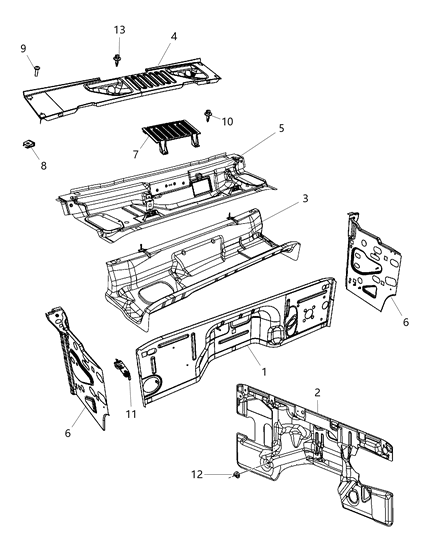 2013 Jeep Wrangler Cowl, Dash Panel & Related Parts Diagram