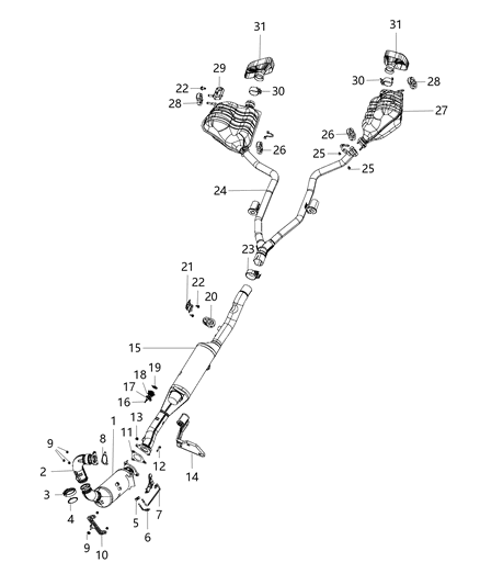 2021 Jeep Grand Cherokee Catalytic Converter Diagram for 68329875AA