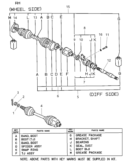 1999 Dodge Avenger Boot Pkg-Inner Cv Joint Diagram for MR446048