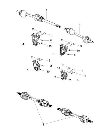 2018 Jeep Compass Axle Half Shaft Diagram for 68252423AA