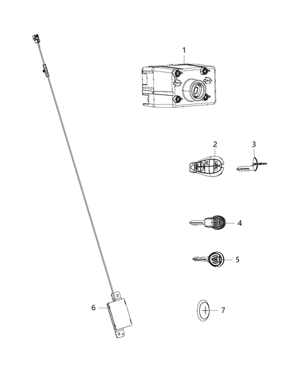 2012 Ram 1500 Module, Receiver, Transmitter, And Keys Diagram