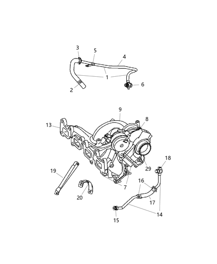 2004 Chrysler PT Cruiser Support-Turbo Charger Diagram for 5080382AA