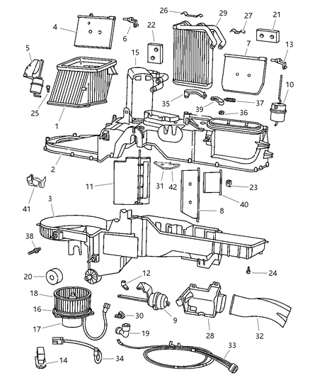 1997 Dodge Ram 2500 Air Conditioner & Heater Unit Diagram
