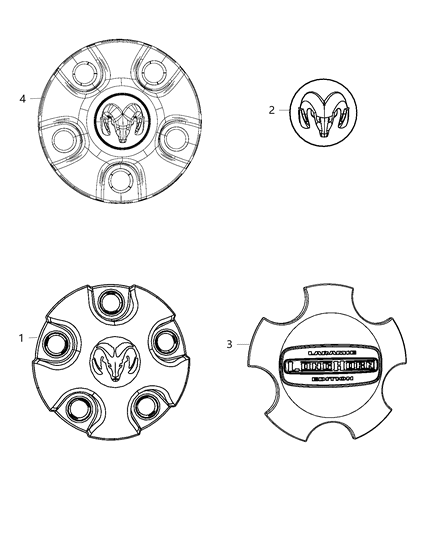 2013 Ram 1500 Wheel Covers & Center Caps Diagram