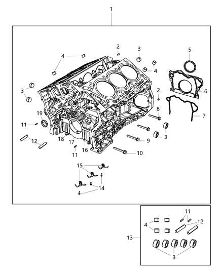 2015 Jeep Grand Cherokee Engine-Short Block Diagram for 68225979AB