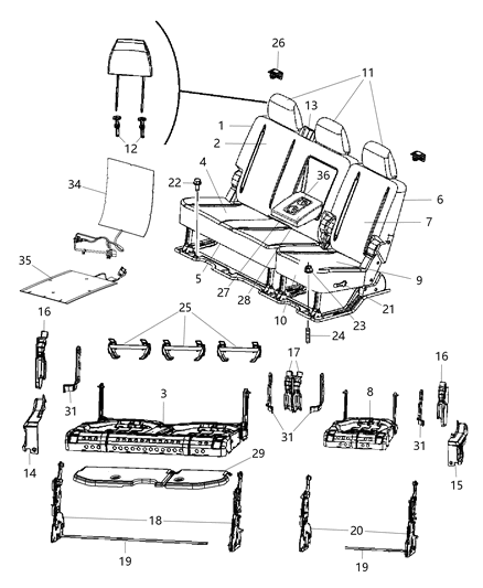 2014 Ram 3500 Cover-Seat Belt RETRACTOR Diagram for 1RX94HL1AA