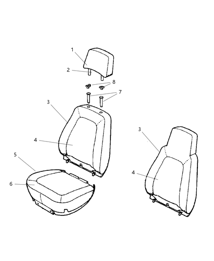 2001 Jeep Cherokee Seat Covers & Front Seat Assemblies Diagram