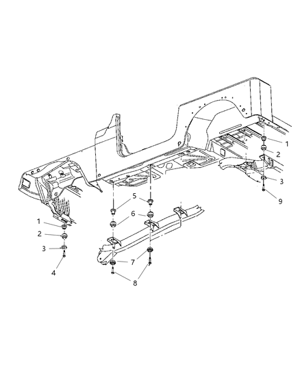 2006 Jeep Wrangler ISOLATOR-Body Hold Down Diagram for 55176179