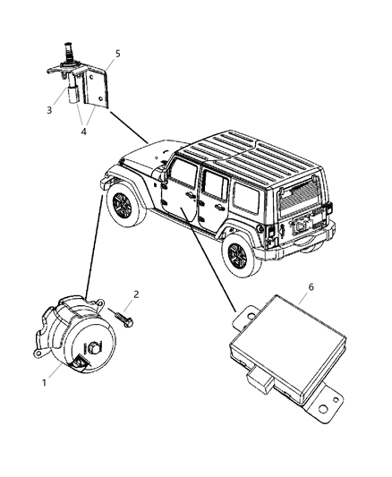 2007 Jeep Wrangler Switch-Security Alarm Diagram for 5026288AA