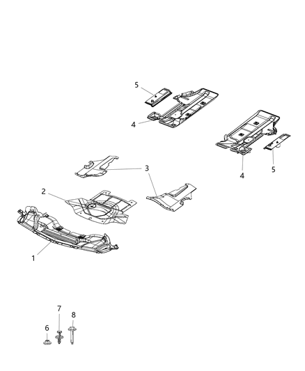 2015 Dodge Challenger Belly Pan-Front Diagram for 68242934AA