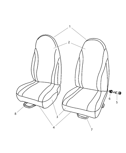 2004 Dodge Dakota Front Seat Cushion Cover Diagram for ZY431L5AA
