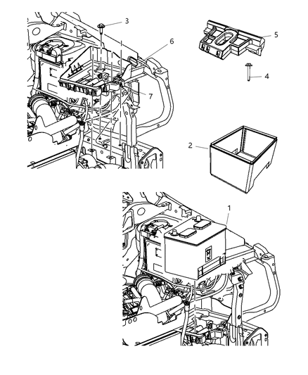 2008 Dodge Caliber Battery Tray & Support Diagram