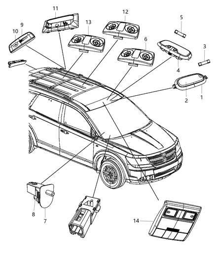 2015 Dodge Journey Lamps, Interior Diagram