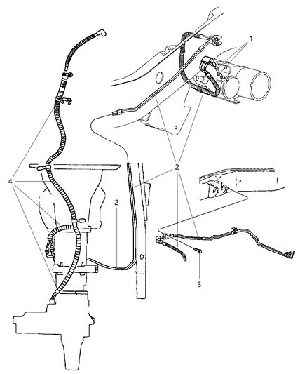 2001 Dodge Ram 1500 Vacuum Lines - Front Axle & Transfer Case Diagram