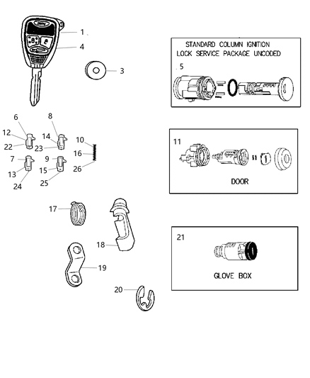 2007 Jeep Grand Cherokee Lock Cylinders & Keys Diagram