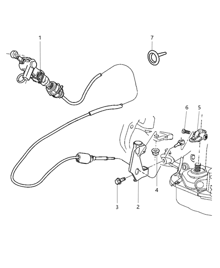 2009 Dodge Ram 3500 Gearshift Lever , Cable And Bracket Diagram 1