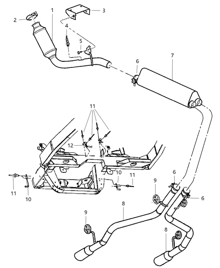 2002 Chrysler Prowler Exhaust Pipe Diagram for 4786487AI