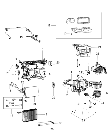2014 Chrysler 300 RETAINER-Heater Core Diagram for 68238037AA