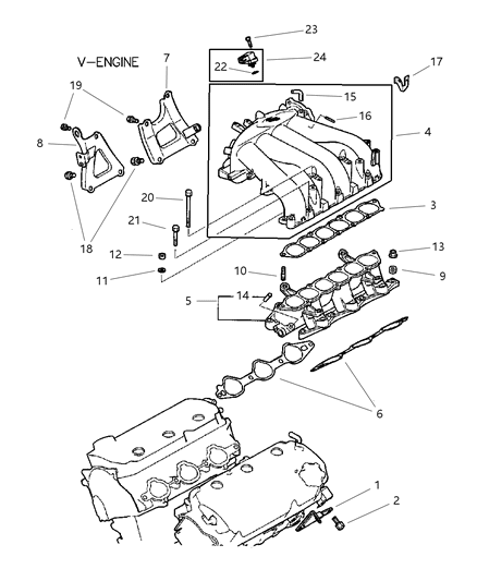 2001 Dodge Stratus Gasket-Intake Manifold Diagram for MD309720