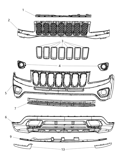 2015 Jeep Compass REINFMNT-Front Bumper Diagram for 68191742AE