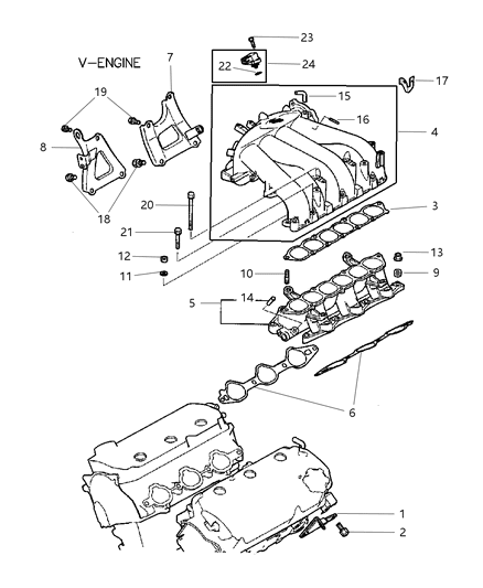 2005 Dodge Stratus Nut-Inlet Manifold Diagram for MN156726
