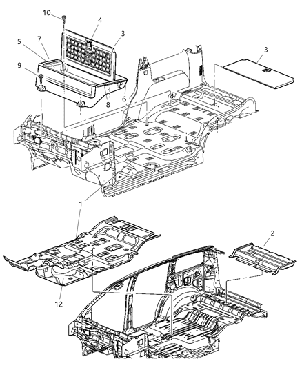 2004 Dodge Durango Mat-Storage Tray Diagram for 55365027AB