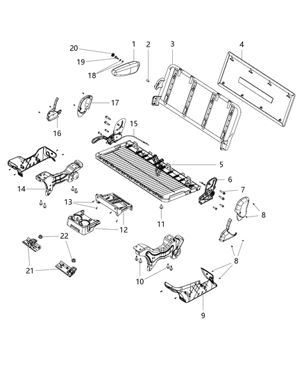 2013 Chrysler Town & Country Second Row - Bench Diagram