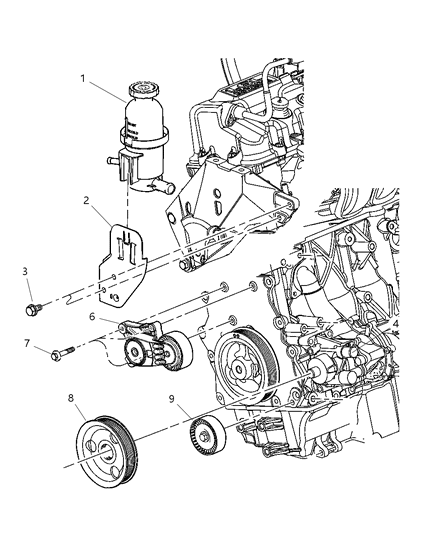 2005 Chrysler PT Cruiser Power Steering/Water Pump Diagram for 4693090AG