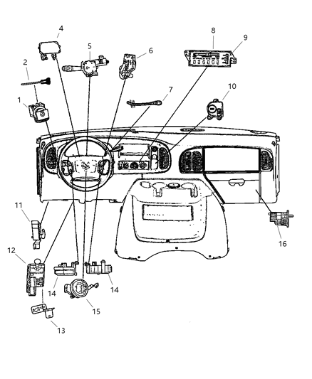 2000 Dodge Ram Wagon Switch-Ignition Lock Housing Diagram for 5010203AA