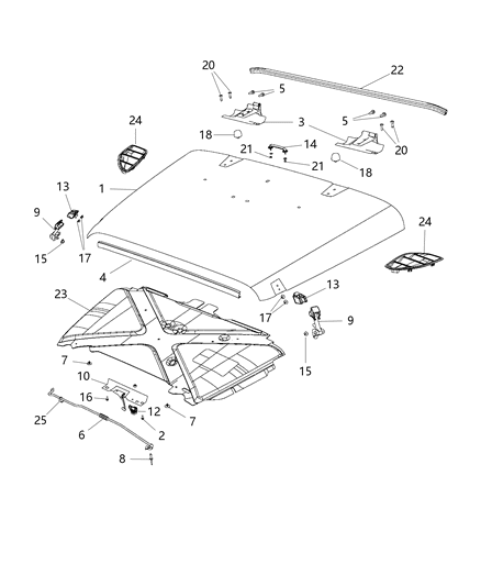 2015 Jeep Wrangler Seal-Hood To COWL Diagram for 55395243AB