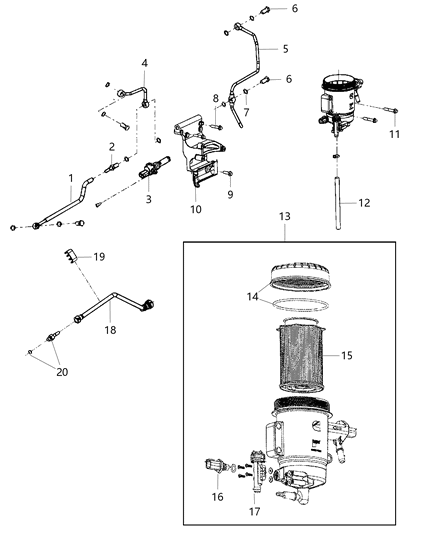 2015 Ram 5500 Housing-Fuel Filter Diagram for 68157290AA
