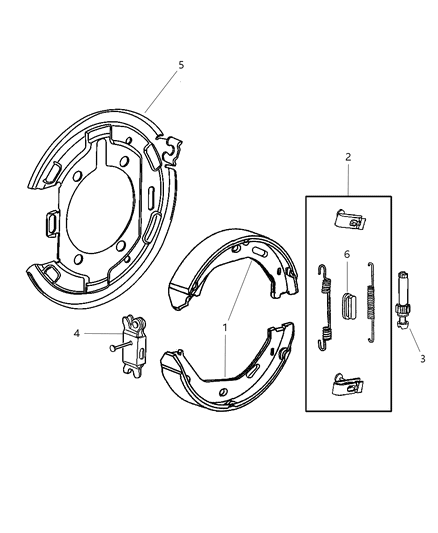 2005 Chrysler Pacifica Parking Brake Shoe And Lining Kit Diagram for 5103204AA