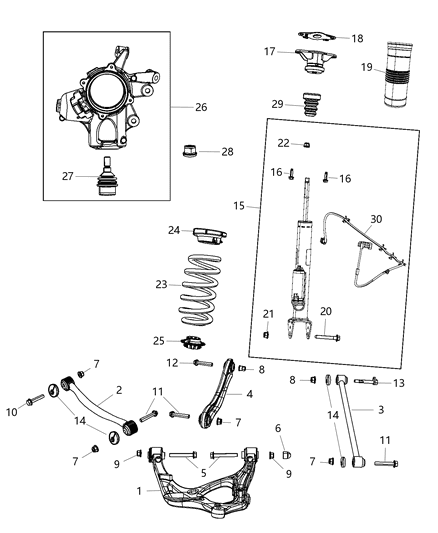 2016 Jeep Grand Cherokee Knuckle And Ball Joint Right Diagram for 68253397AB
