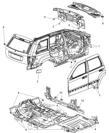 2009 Jeep Grand Cherokee Body Plugs & Exhauster Diagram