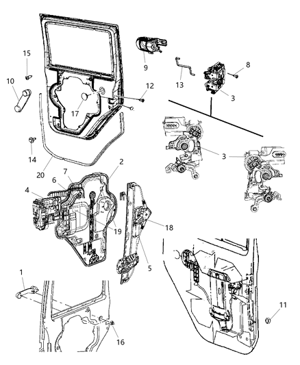 2015 Jeep Wrangler Rear Door - Hardware Components Diagram 1