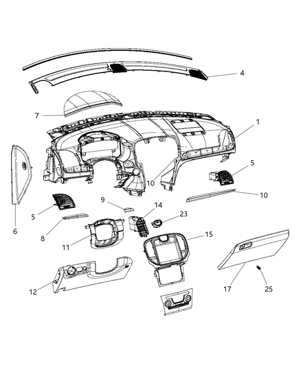 2015 Chrysler 300 Bezel-Instrument Panel Diagram for 68274708AA