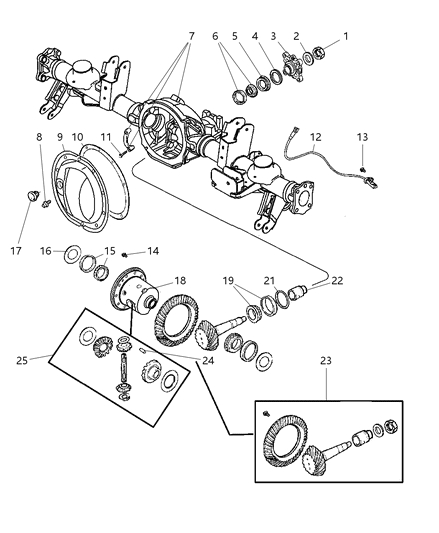 2007 Jeep Grand Cherokee Axle, Rear, With Differential, Housing And Axle Shafts Diagram 1