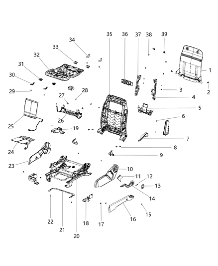 2012 Jeep Compass Adjusters, Recliners & Shields - Driver Seat - Manual Diagram